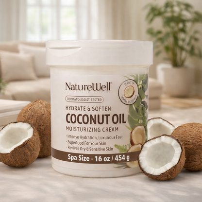 Avirovia® NatureWell Coconut Oil Moisturizing Cream 16oz – Deep Hydration Body & Face Cream with Vitamins A, C & E for Dry & Sensitive Skin