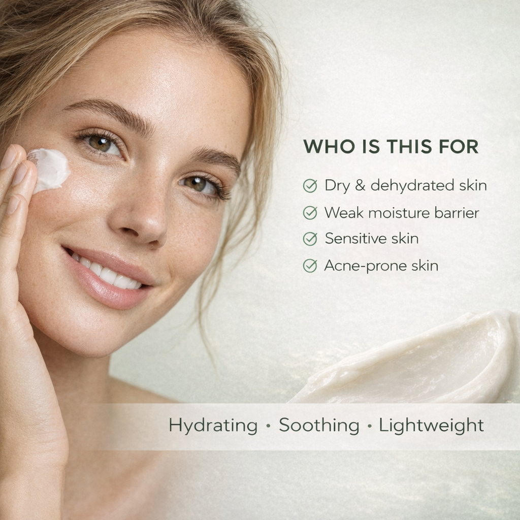 Avirovia® Hydrating Facial Cream with Green Tea & Hyaluronic Acid – Lightweight Daily Moisturizer with Ceramide & Squalane for Dry and Sensitive Skin, 50 ml